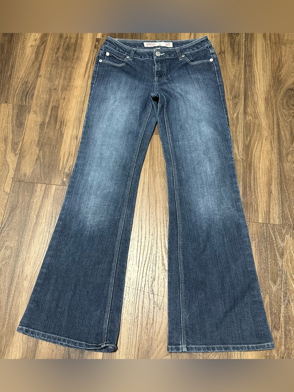 VTG Mossimo Supply Co Womens Flare Jeans Size 7 Dark Faded Wash Stretch